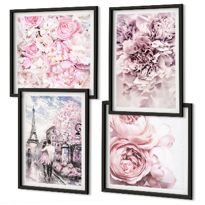 Galería de pared Paisaje romántico con flores rosas