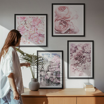 Galería de pared Paisaje romántico con flores rosas
