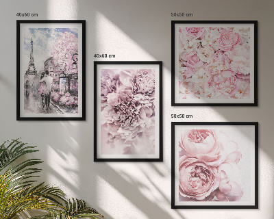 Galería de pared Paisaje romántico con flores rosas