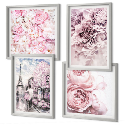 Galería de pared Paisaje romántico con flores rosas