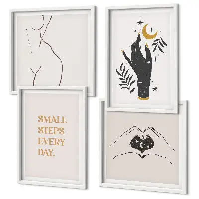 Set de cuadros modernos para salón con ilustraciones minimalistas de estilo bohemio