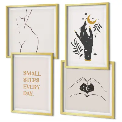 Set de cuadros modernos para salón con ilustraciones minimalistas de estilo bohemio