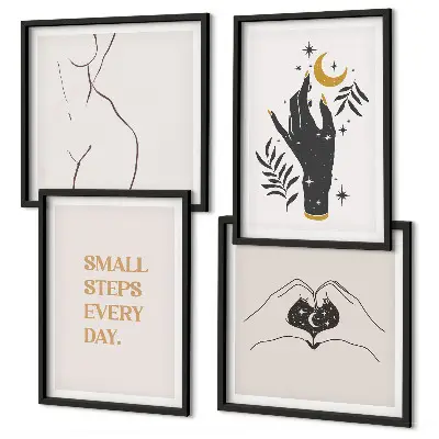 Set de cuadros modernos para salón con ilustraciones minimalistas de estilo bohemio