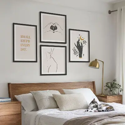 Set de cuadros modernos para salón con ilustraciones minimalistas de estilo bohemio