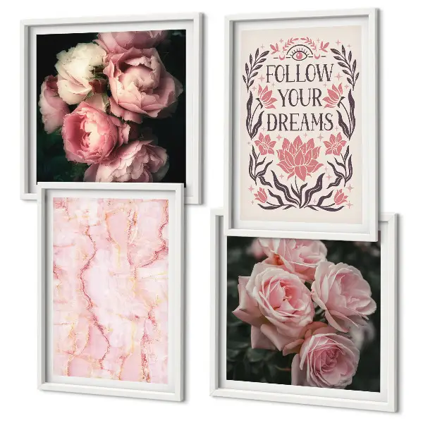 Galería de pared rosas antiguas con diseño de sueños de mármol