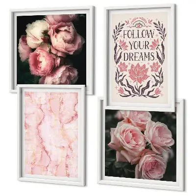 Galería de pared rosas antiguas con diseño de sueños de mármol