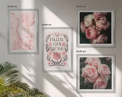 Galería de pared rosas antiguas con diseño de sueños de mármol