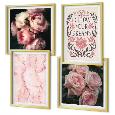 Galería de pared rosas antiguas con diseño de sueños de mármol