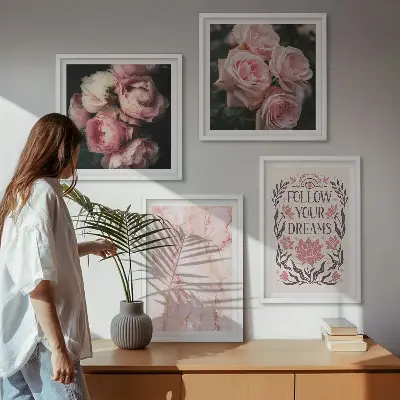 Galería de pared rosas antiguas con diseño de sueños de mármol