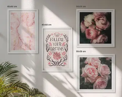 Galería de pared rosas antiguas con diseño de sueños de mármol