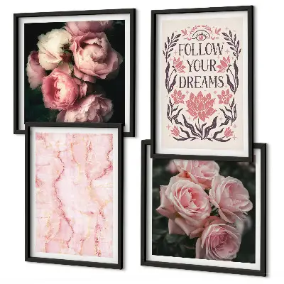 Galería de pared rosas antiguas con diseño de sueños de mármol