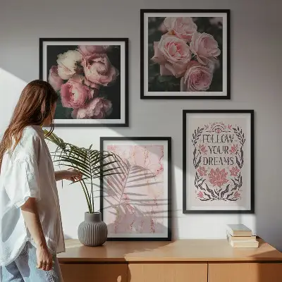 Galería de pared rosas antiguas con diseño de sueños de mármol