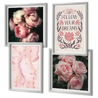 Galería de pared rosas antiguas con diseño de sueños de mármol