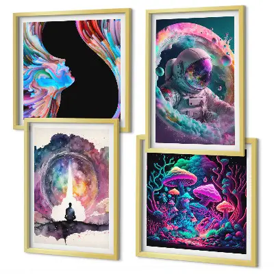 Set de cuadros modernos para salón con ilustraciones de arte fantástico a todo color