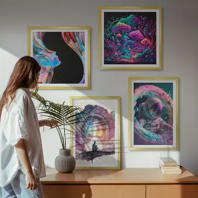 Set de cuadros modernos para salón con ilustraciones de arte fantástico a todo color