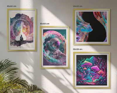 Set de cuadros modernos para salón con ilustraciones de arte fantástico a todo color
