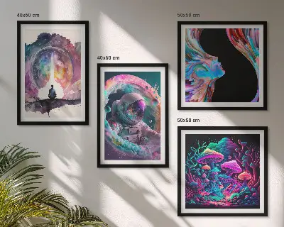 Set de cuadros modernos para salón con ilustraciones de arte fantástico a todo color