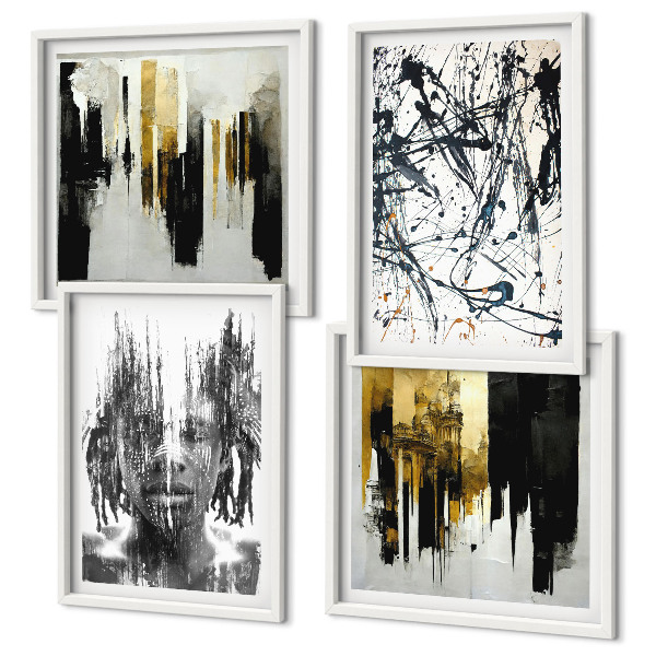 Set de cuadros modernos para salón Retratos abstractos contrastantes