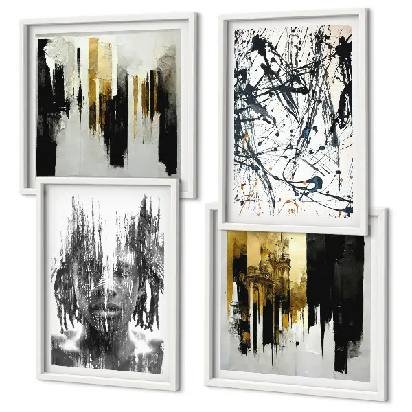 Set de cuadros abstractos modernos retratos con diseño de contrastes para salón