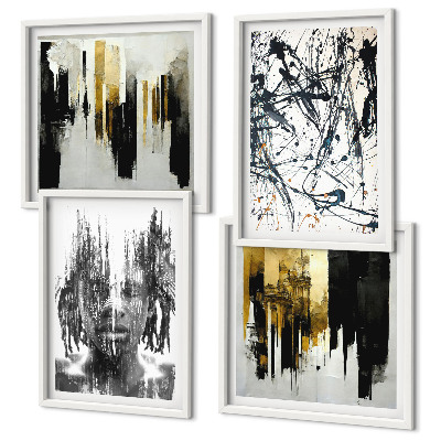 Set de cuadros modernos para salón Retratos abstractos contrastantes