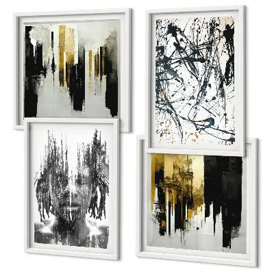 Set de cuadros abstractos modernos retratos con diseño de contrastes para salón
