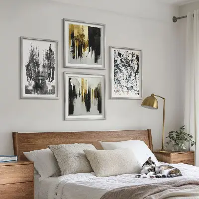 Set de cuadros abstractos modernos retratos con diseño de contrastes para salón