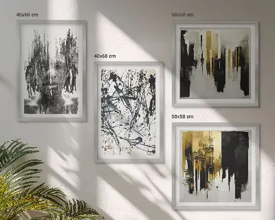 Set de cuadros abstractos modernos retratos con diseño de contrastes para salón