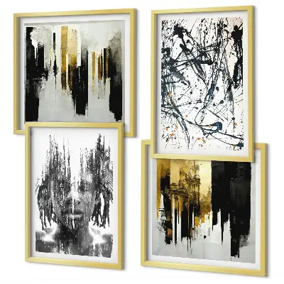 Set de cuadros abstractos modernos retratos con diseño de contrastes para salón