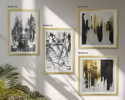 Set de cuadros abstractos modernos retratos con diseño de contrastes para salón