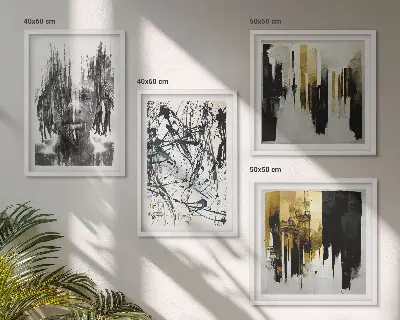 Set de cuadros abstractos modernos retratos con diseño de contrastes para salón