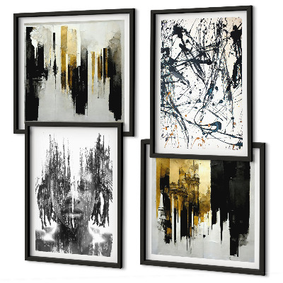 Set de cuadros modernos para salón Retratos abstractos contrastantes