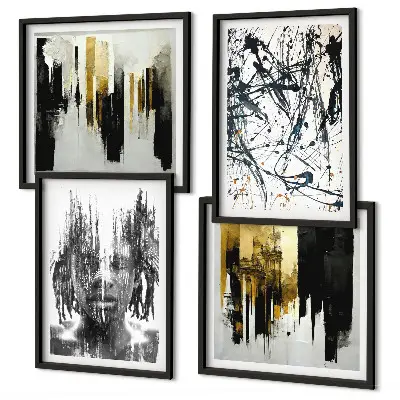 Set de cuadros abstractos modernos retratos con diseño de contrastes para salón