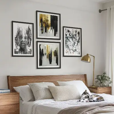 Set de cuadros abstractos modernos retratos con diseño de contrastes para salón