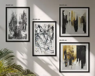 Set de cuadros abstractos modernos retratos con diseño de contrastes para salón