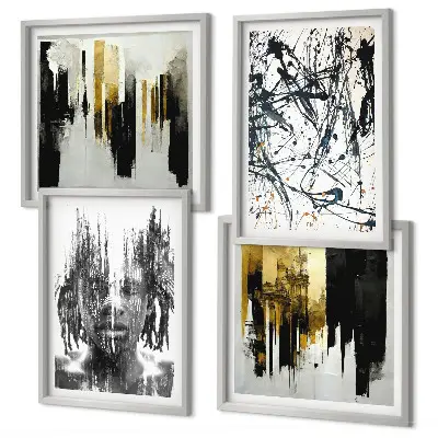 Set de cuadros abstractos modernos retratos con diseño de contrastes para salón