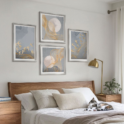 Galería de pared Pájaros en vuelo, cielo y luna