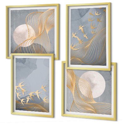 Galería de pared Pájaros en vuelo, cielo y luna