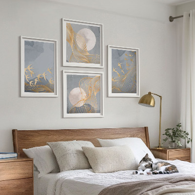 Galería de pared Pájaros en vuelo, cielo y luna