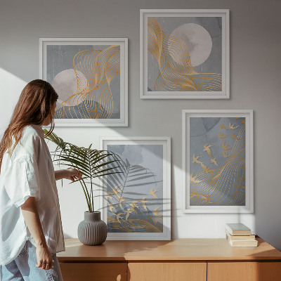 Galería de pared Pájaros en vuelo, cielo y luna