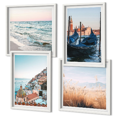 Set de cuadros modernos para salón Vistas costeras de Venecia