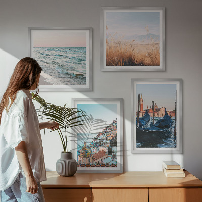 Set de cuadros modernos para salón Vistas costeras de Venecia