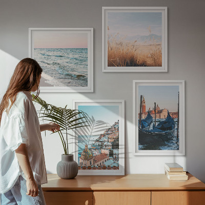 Set de cuadros modernos para salón Vistas costeras de Venecia