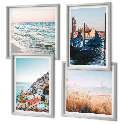 Set de cuadros modernos para salón Vistas costeras de Venecia