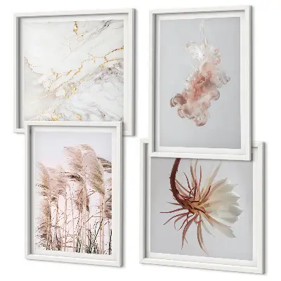 Galería de pared con diseño de flores de hierba de mármol