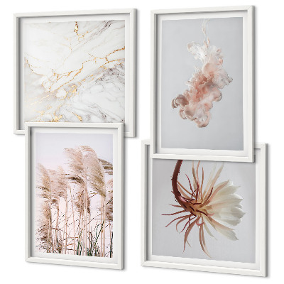 Galería de pared Elegantes flores de hierba de mármol