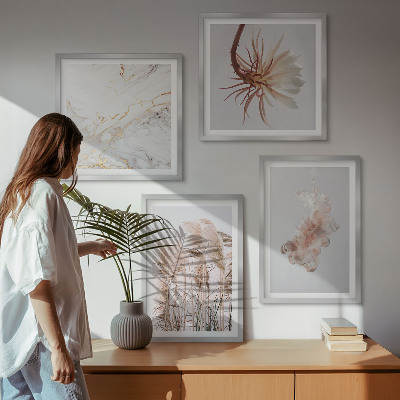 Galería de pared Elegantes flores de hierba de mármol