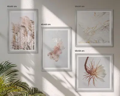 Galería de pared con diseño de flores de hierba de mármol
