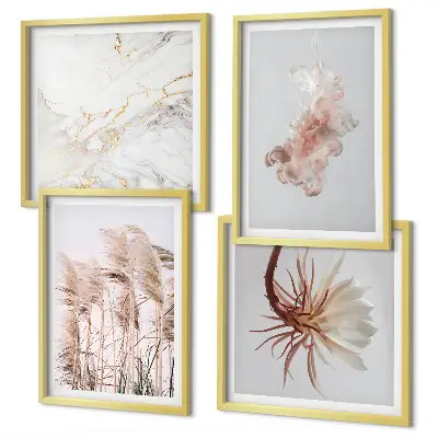 Galería de pared con diseño de flores de hierba de mármol