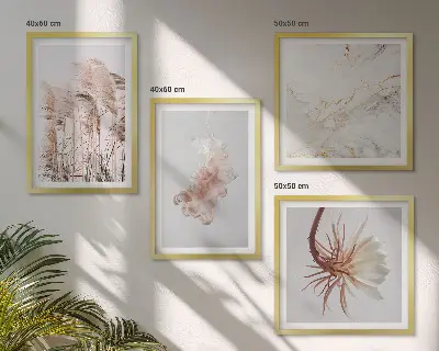 Galería de pared con diseño de flores de hierba de mármol