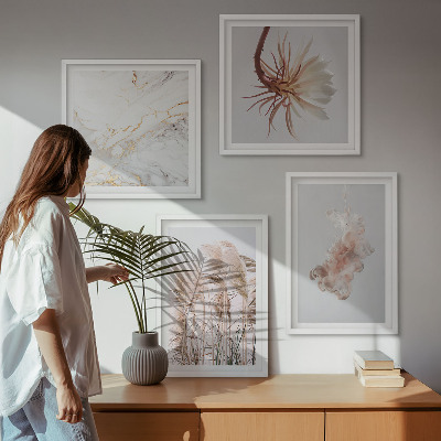 Galería de pared Elegantes flores de hierba de mármol
